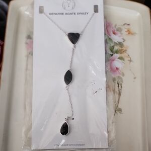 Greenbriar SPA Genuine CHARCOAL AGATE Druzy 3 Tier New Unopened